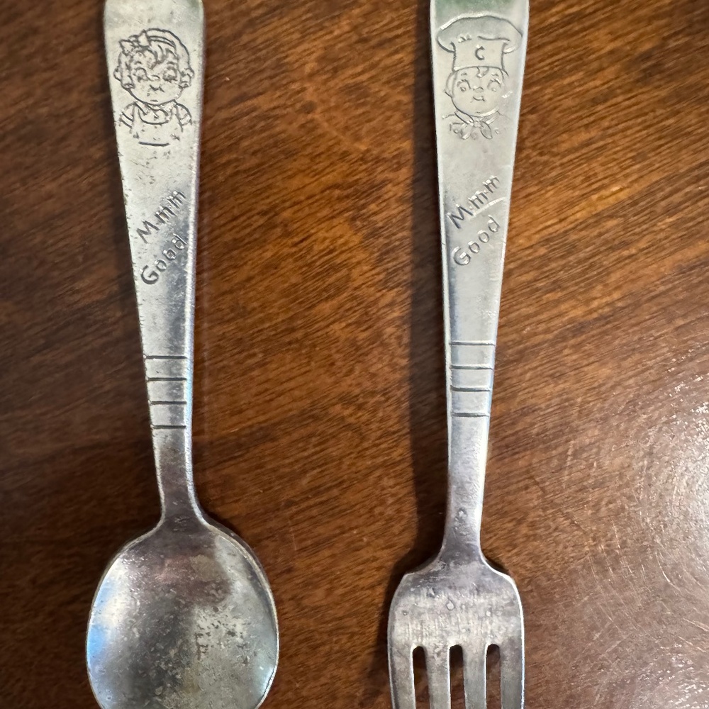 Vintage Campbell's soup child's fork and spoon